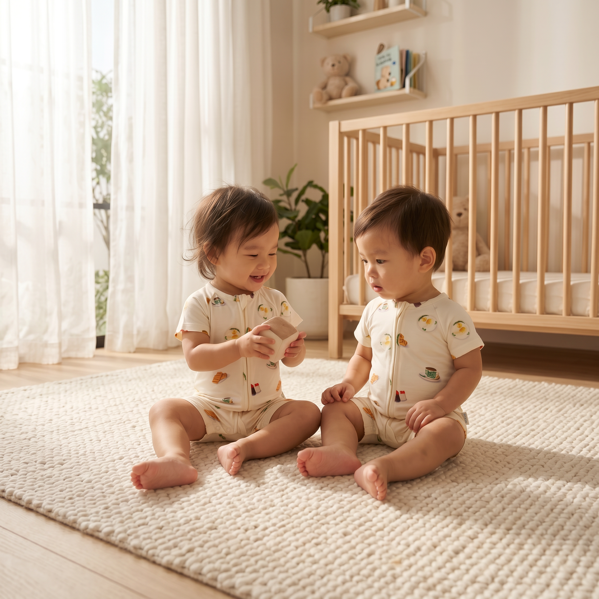 Organic Bamboo Baby Bodysuit - Breakfast