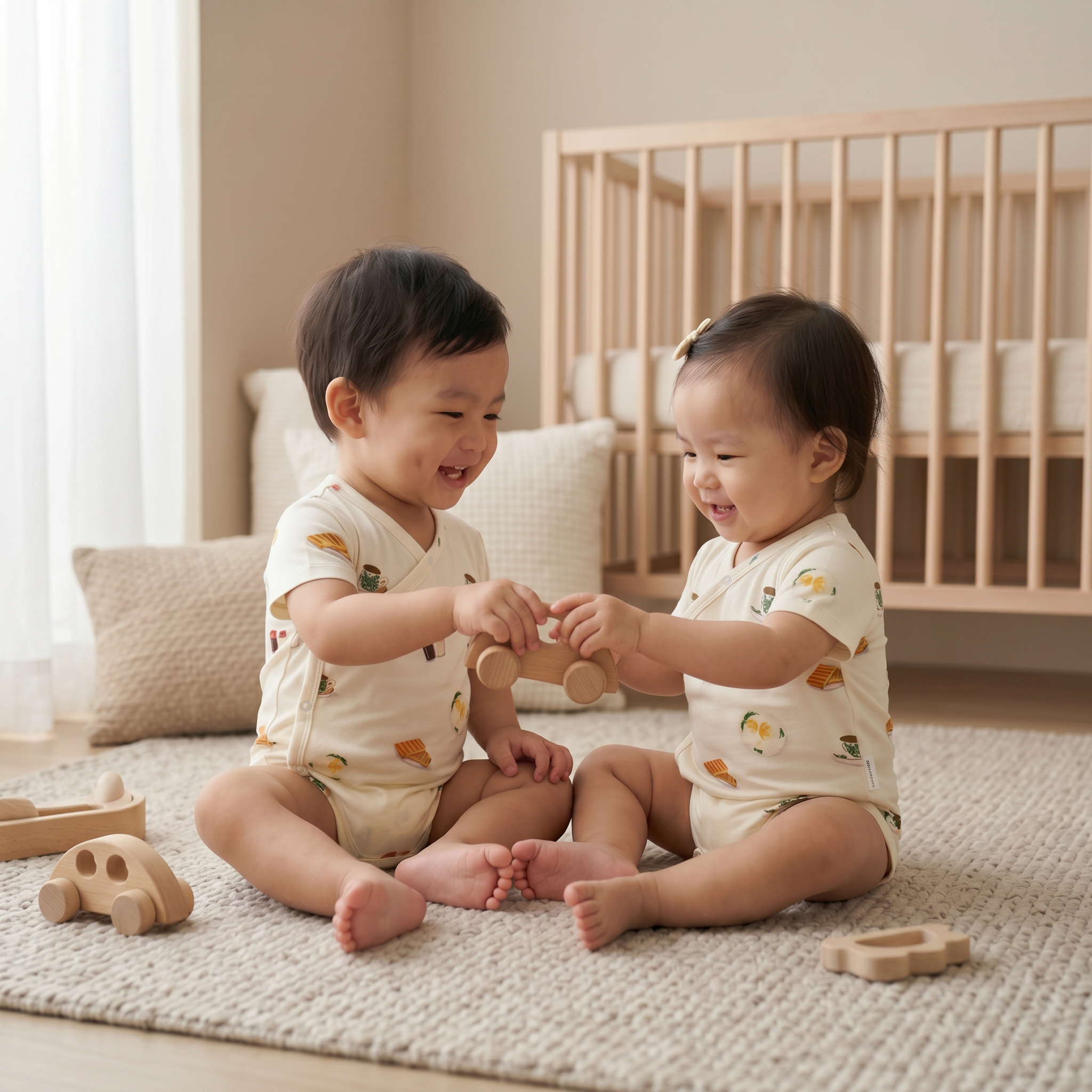 Organic Bamboo Baby Kimono - Breakfast
