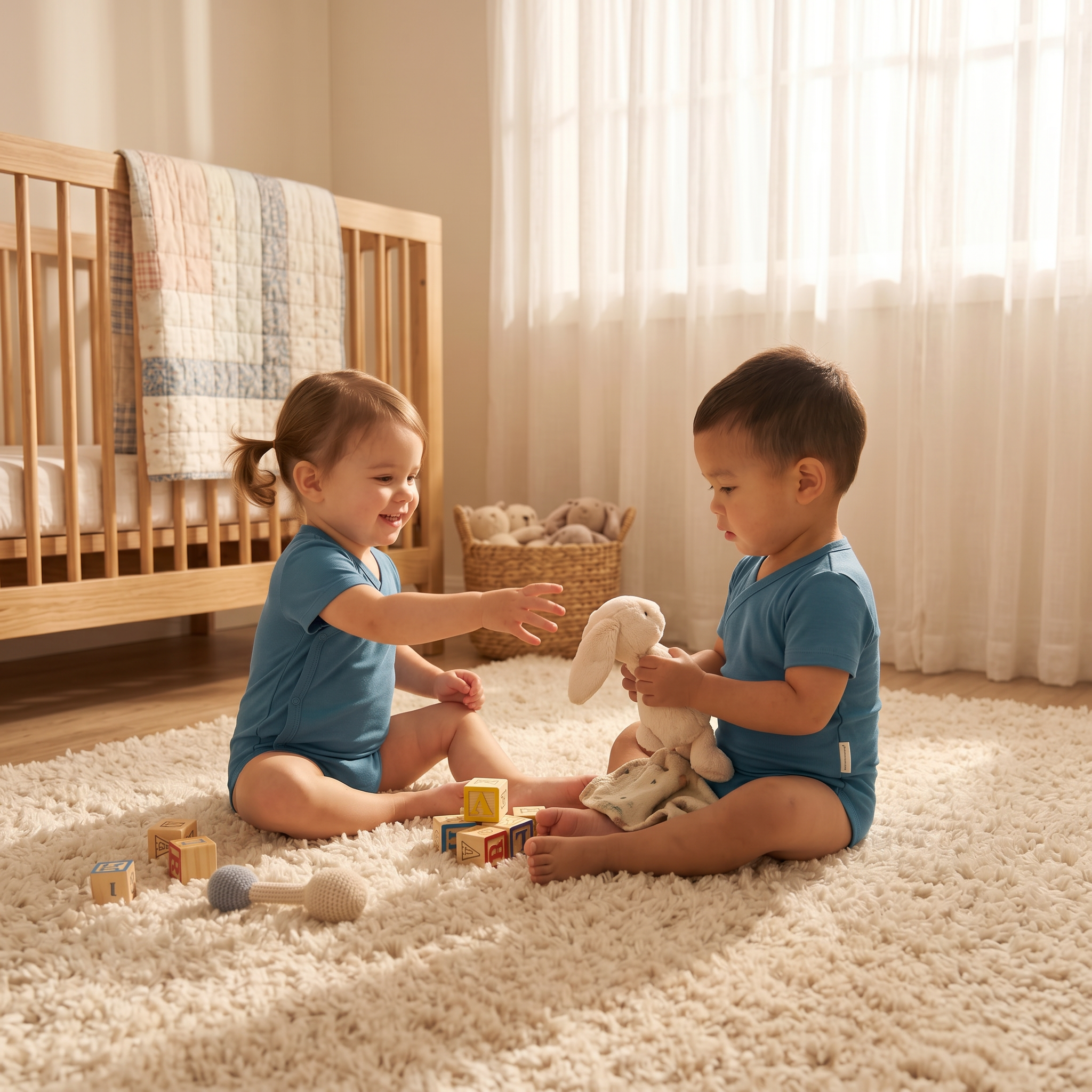 Organic Bamboo Baby Kimono - Ocean Pine