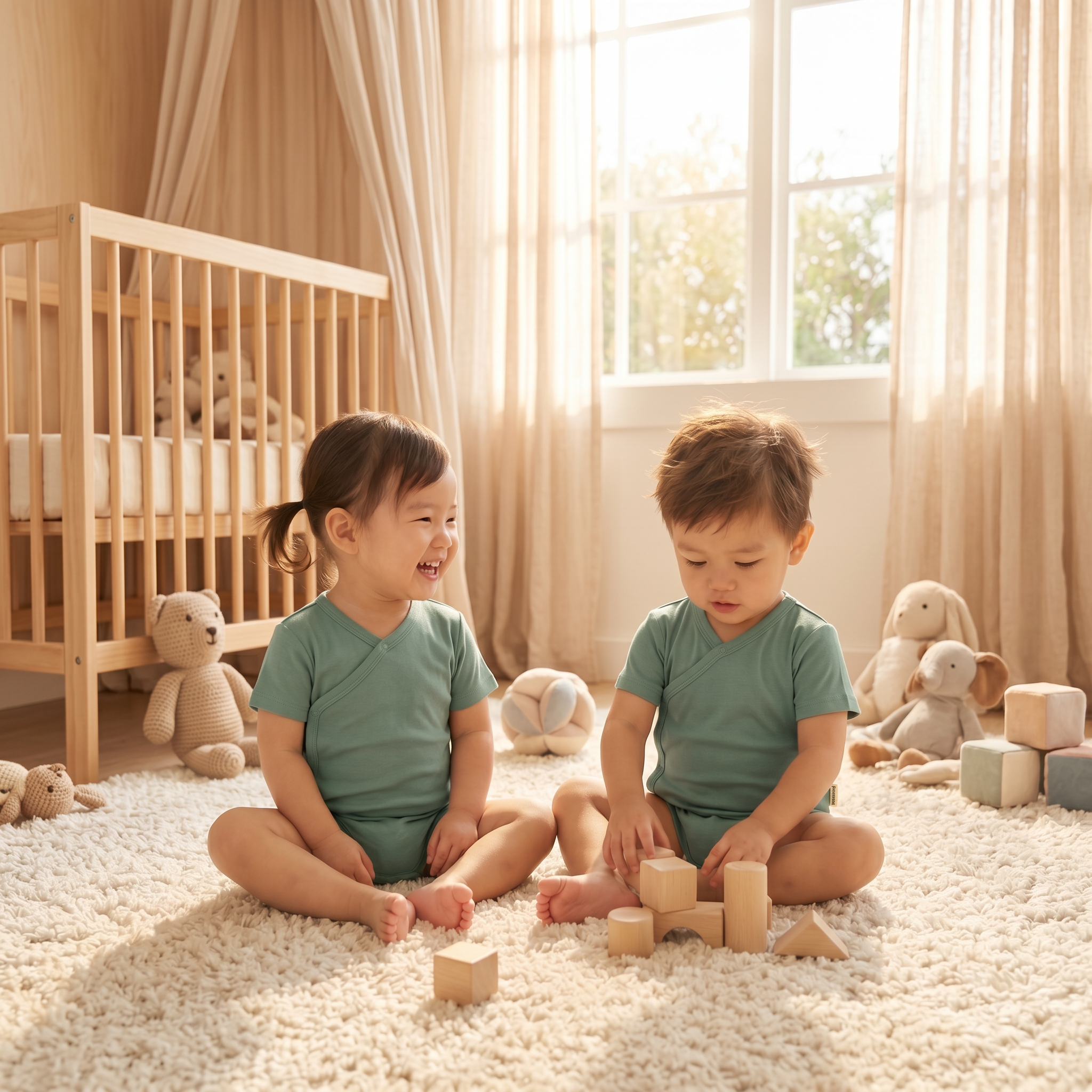 Organic Bamboo Baby Kimono - Sage