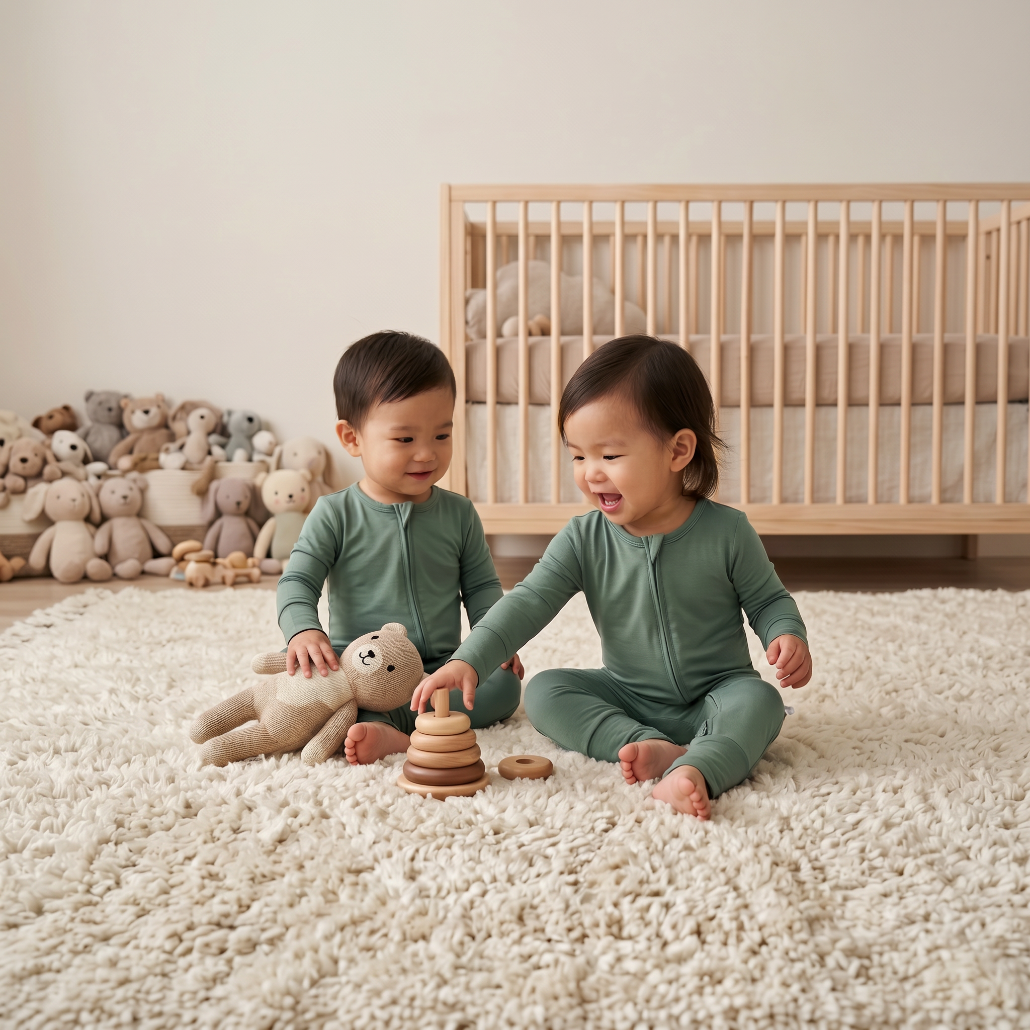 Organic Bamboo Baby Sleepsuit - Sage