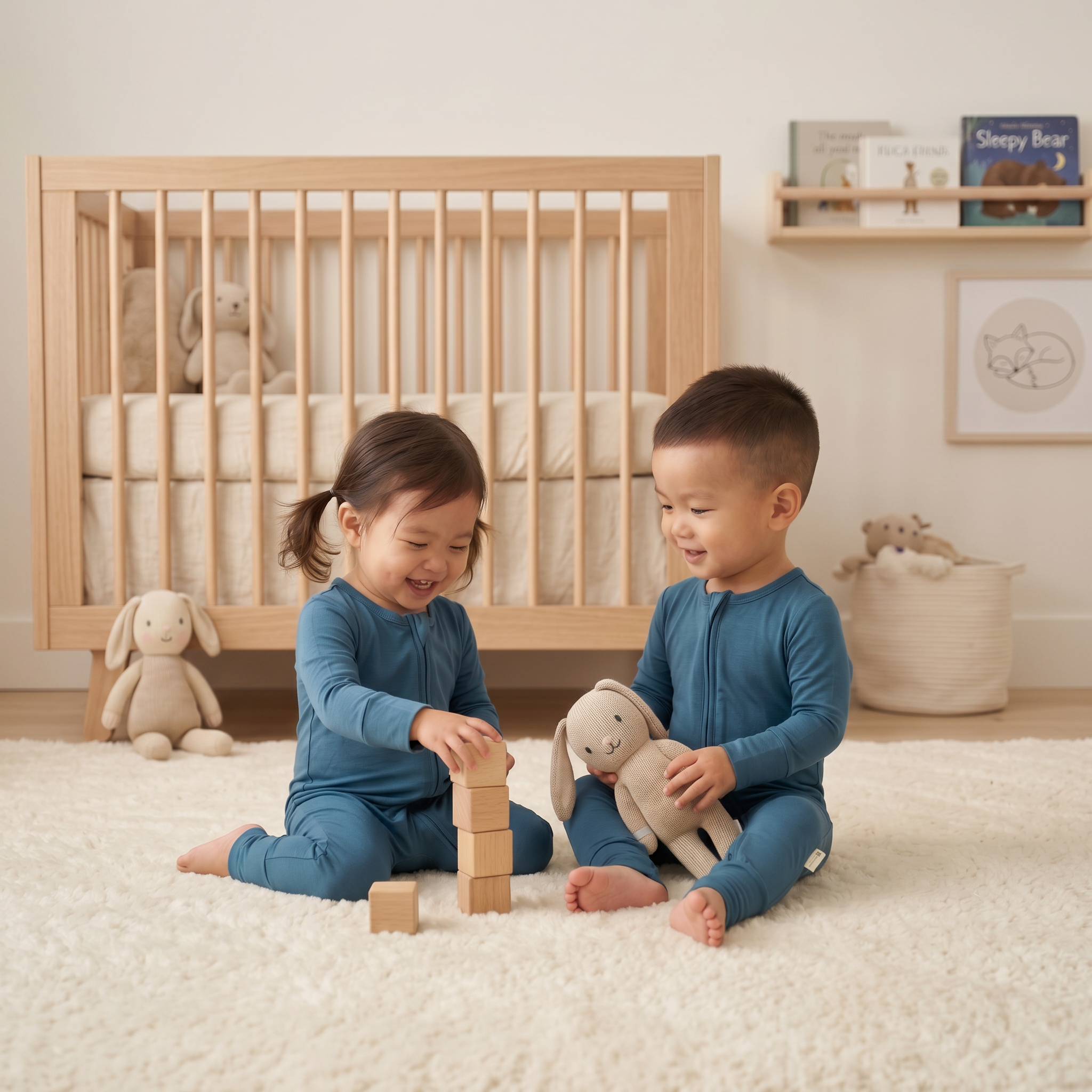 Organic Bamboo Baby Sleepsuit -  Ocean Pine
